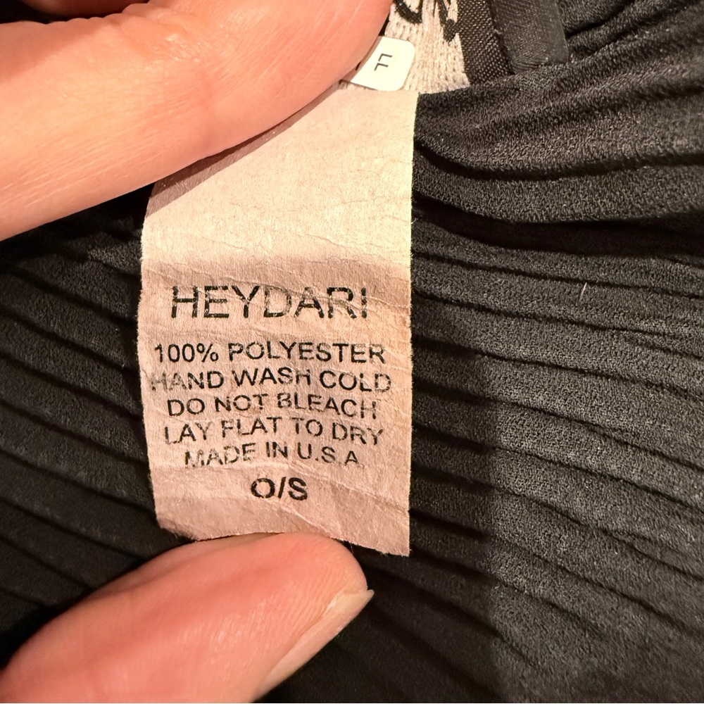 Heydari Pleated Asymmetrical Hem Dress Tunic Black One Size Plissé Fabric - Picture 5 of 10
